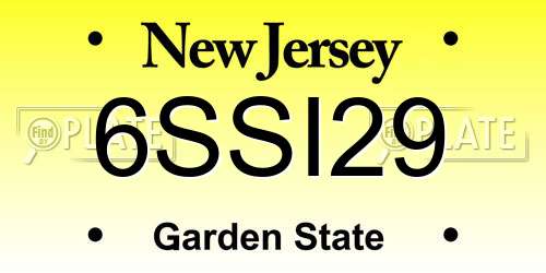 6SSI29 New Jersey License Plate