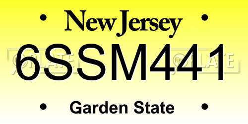 6SSM441 New Jersey License Plate