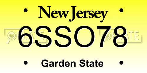 6SSO78 New Jersey License Plate
