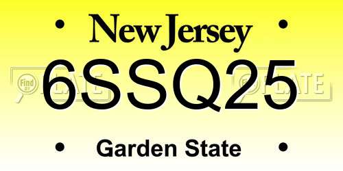 6SSQ25 New Jersey License Plate