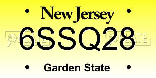 6SSQ28 New Jersey License Plate