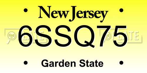 6SSQ75 New Jersey License Plate