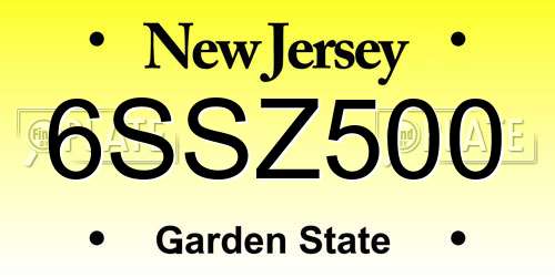 6SSZ500 New Jersey License Plate