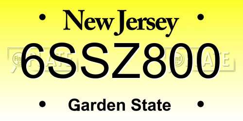 6SSZ800 New Jersey License Plate