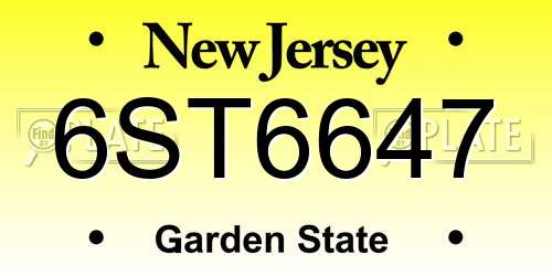 6ST6647 New Jersey License Plate