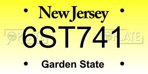 6ST741 New Jersey License Plate