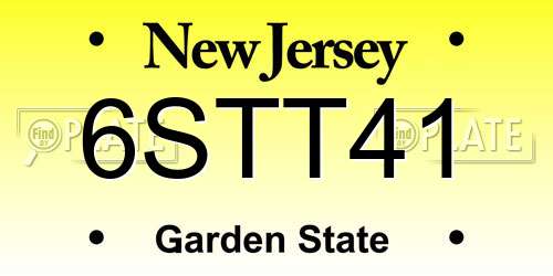 6STT41 New Jersey License Plate