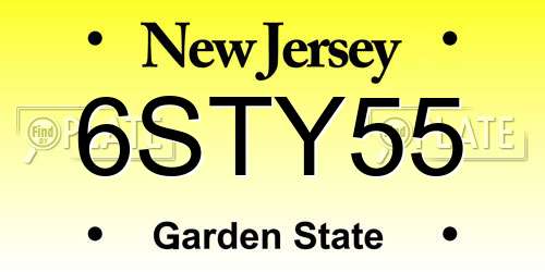 6STY55 New Jersey License Plate