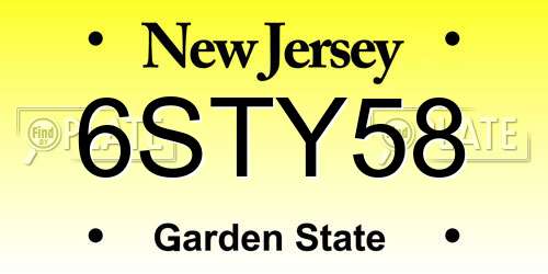 6STY58 New Jersey License Plate