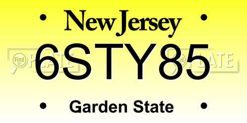 6STY85 New Jersey License Plate