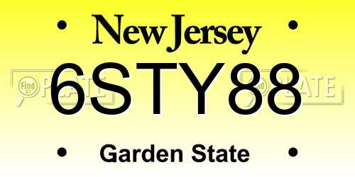 6STY88 New Jersey License Plate