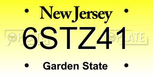 6STZ41 New Jersey License Plate