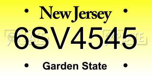 6SV4545 New Jersey License Plate