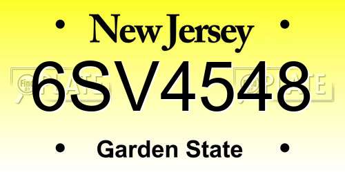 6SV4548 New Jersey License Plate