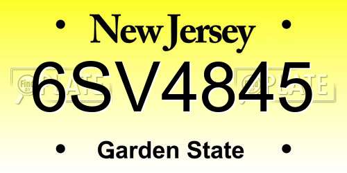 6SV4845 New Jersey License Plate