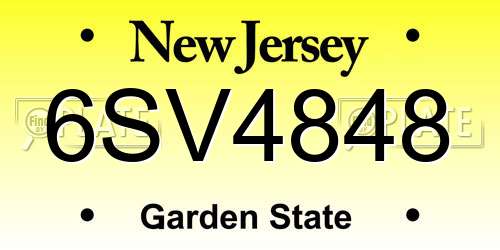 6SV4848 New Jersey License Plate
