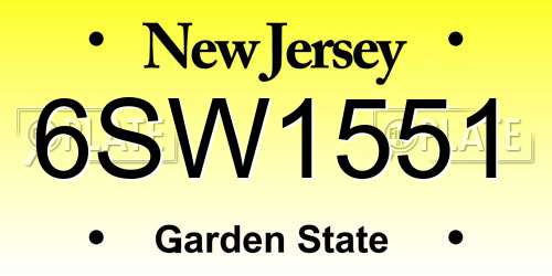 6SW1551 New Jersey License Plate