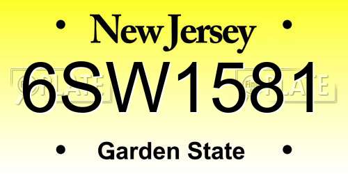 6SW1581 New Jersey License Plate