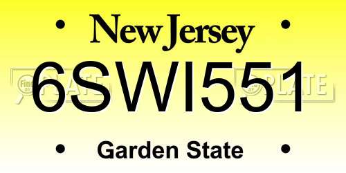 6SWI551 New Jersey License Plate