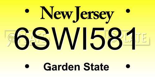 6SWI581 New Jersey License Plate