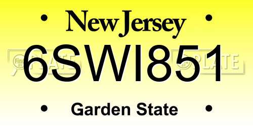 6SWI851 New Jersey License Plate