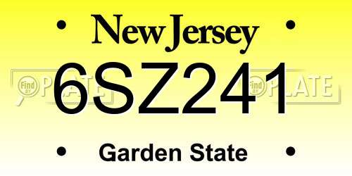 6SZ241 New Jersey License Plate