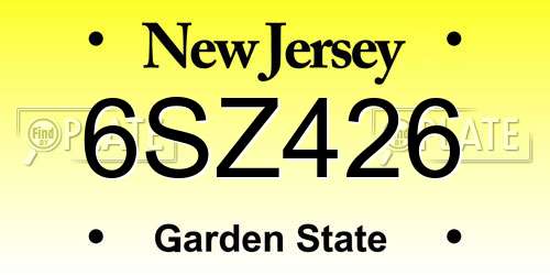 6SZ426 New Jersey License Plate