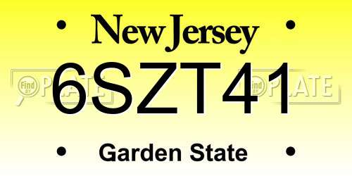 6SZT41 New Jersey License Plate