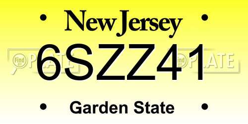 6SZZ41 New Jersey License Plate