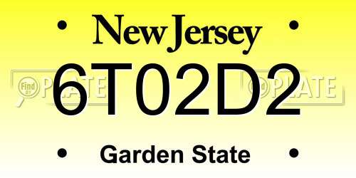 6T02D2 New Jersey License Plate