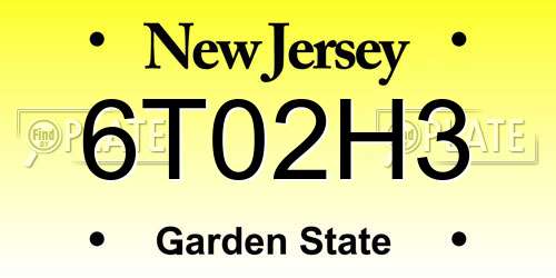 6T02H3 New Jersey License Plate