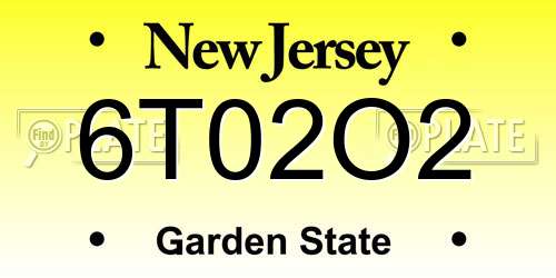 6T02O2 New Jersey License Plate