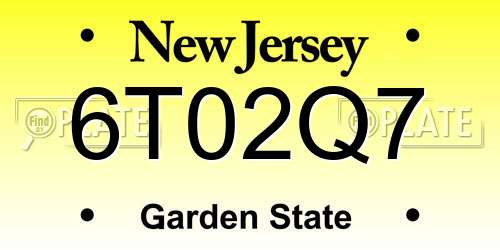 6T02Q7 New Jersey License Plate