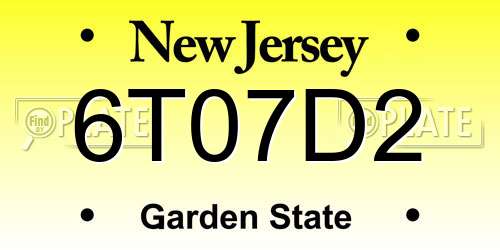 6T07D2 New Jersey License Plate