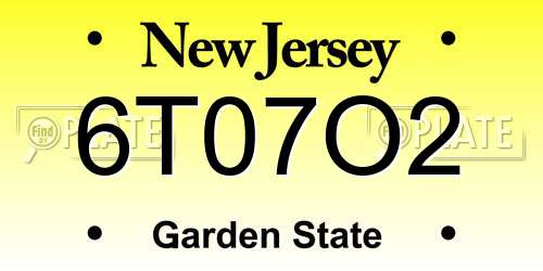 6T07O2 New Jersey License Plate