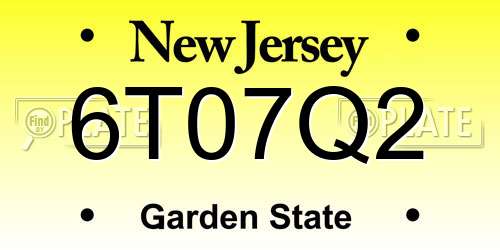 6T07Q2 New Jersey License Plate