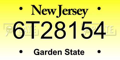 6T28154 New Jersey License Plate