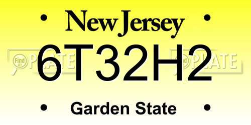 6T32H2 New Jersey License Plate