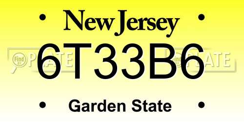 6T33B6 New Jersey License Plate