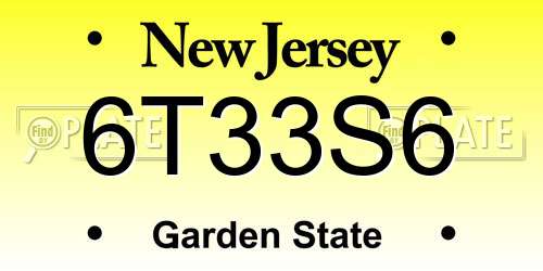 6T33S6 New Jersey License Plate