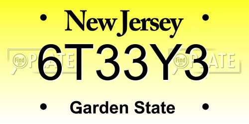 6T33Y3 New Jersey License Plate