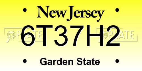 6T37H2 New Jersey License Plate