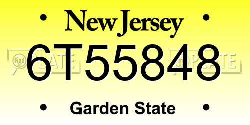 6T55848 New Jersey License Plate