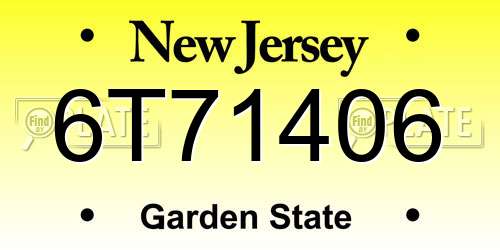 6T71406 New Jersey License Plate