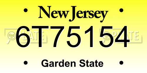 6T75154 New Jersey License Plate