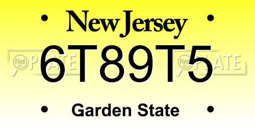 6T89T5 New Jersey License Plate