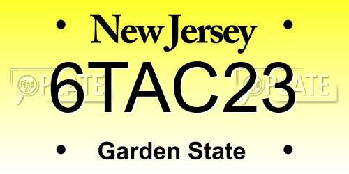 6TAC23 New Jersey License Plate
