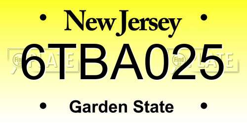 6TBA025 New Jersey License Plate