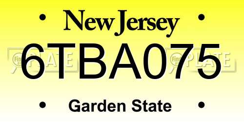 6TBA075 New Jersey License Plate