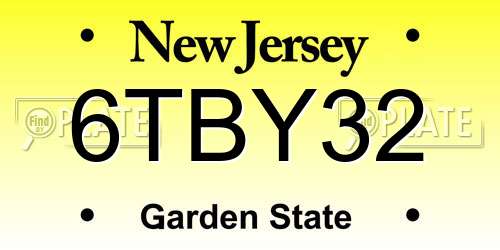 6TBY32 New Jersey License Plate